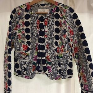 Navy and floral Anthropologie Jacket